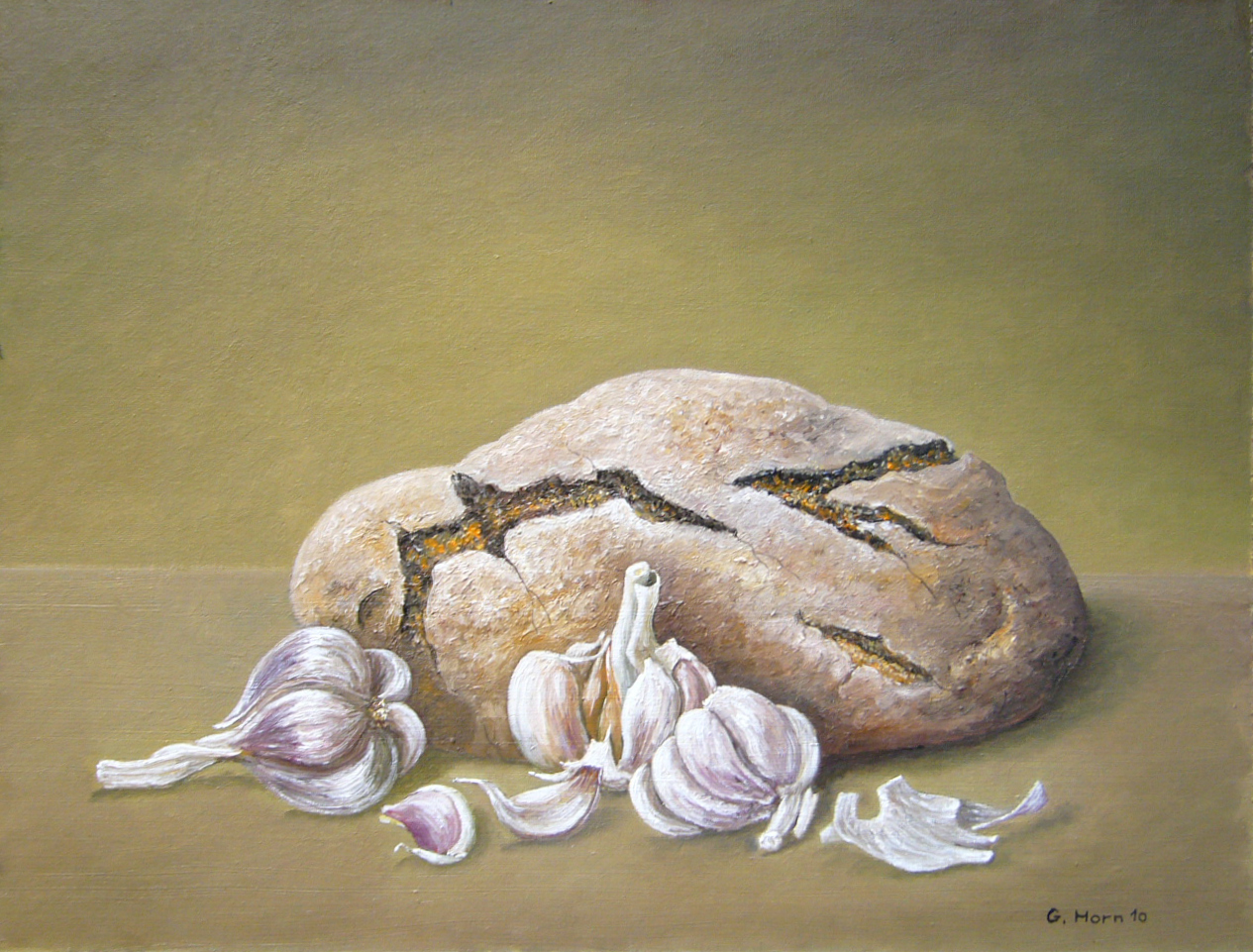 Abbildung von Brot und Knoblauch 2010 von Günter Horn