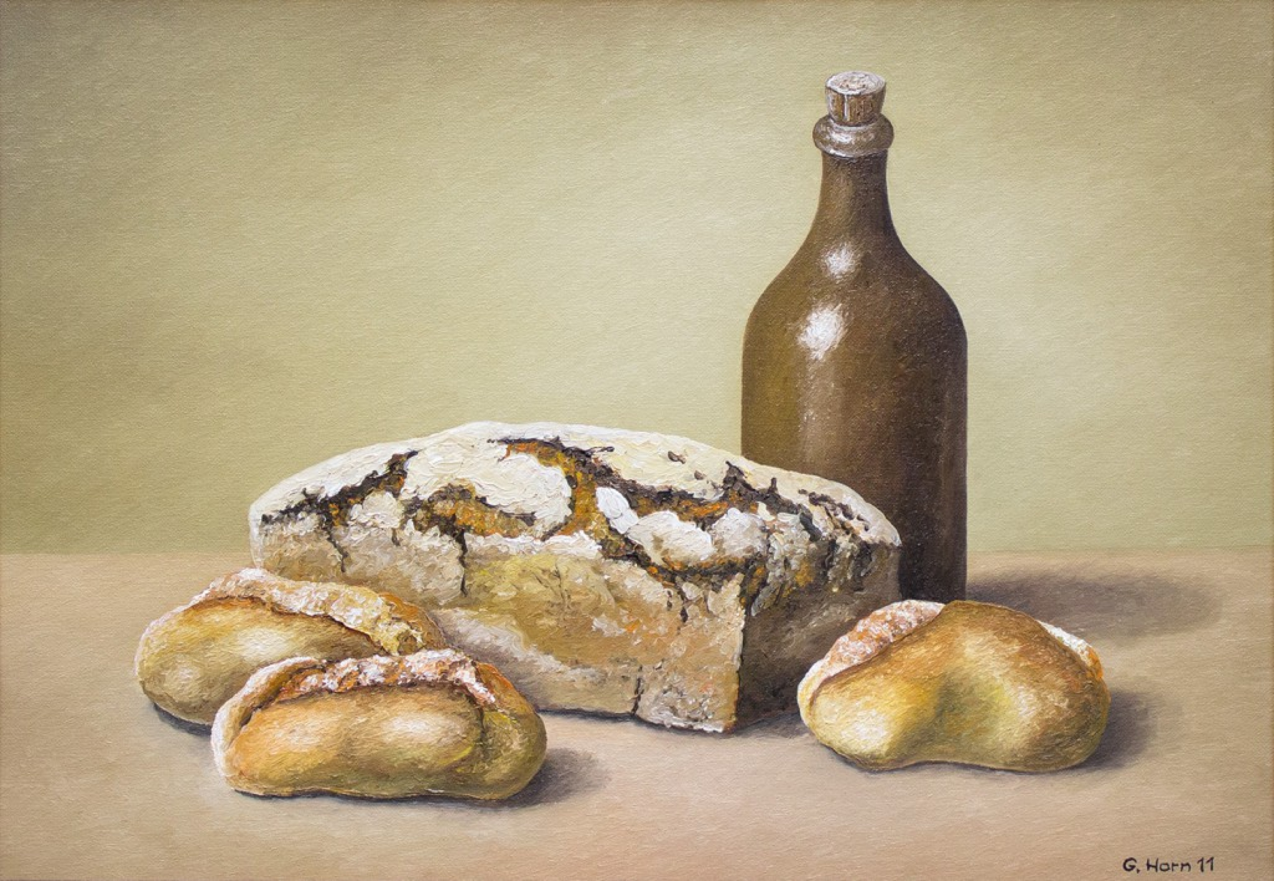 Abbildung von Brot mit Flasche von Günter Horn 2011